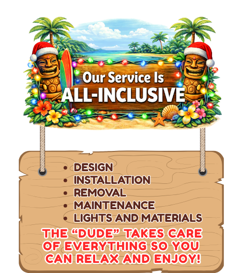 All-inclusive Christmas light installation service including design, installation, removal, maintenance, and lights and materials